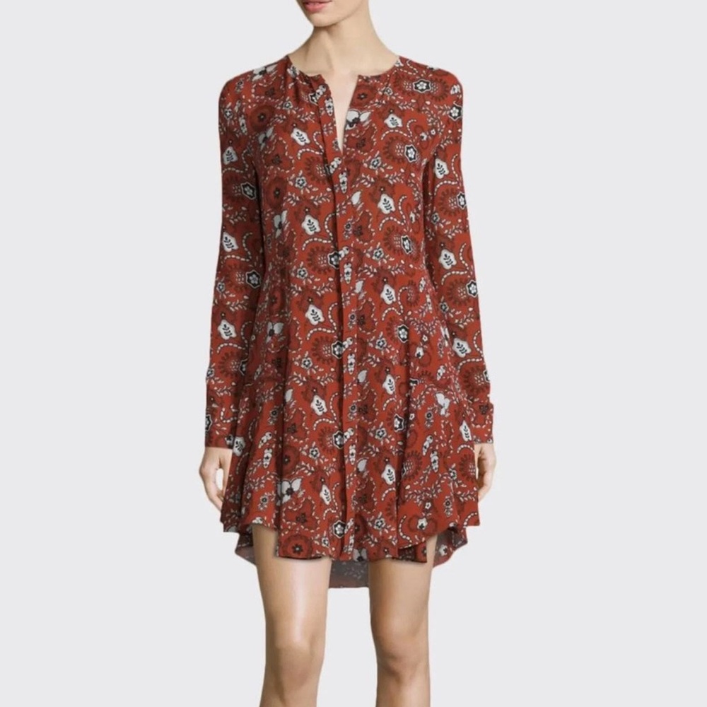 A.L.C. Randi Red Floral Long Sleeve Dress